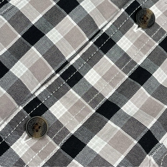 Dickies Shirt Button Plaid Black White Grey Long Sleeve Cotton Outdoor Work - Picture 8 of 16